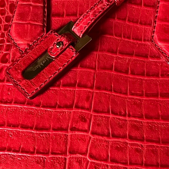 Max Mara Embossed Red Leather Bucket Bag - Picture 11 of 13